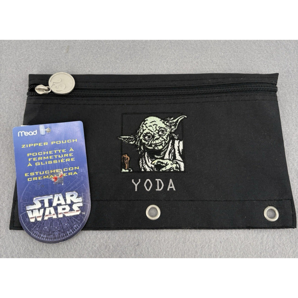 Vintage 1996 Mead Star Wars Yoda Jedi Master Zippered Pouch Pencil 10x6 Inches